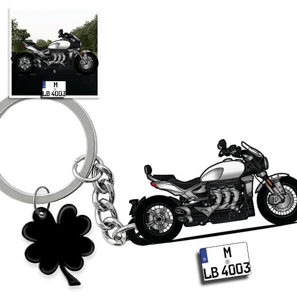 Rocket 3 Schlüsselanhänger in Form deines Autos u. Kennzeichen