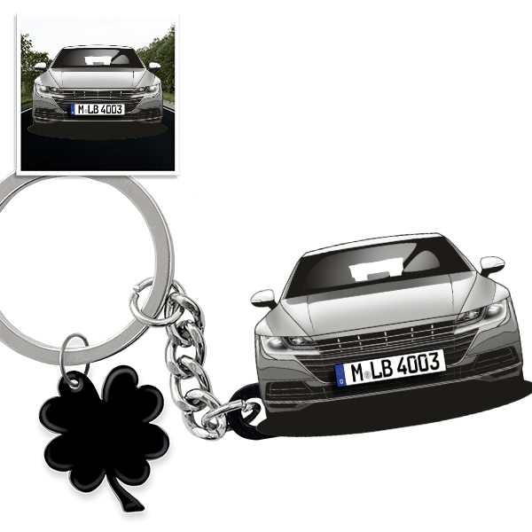 Arteon Schlüsselanhänger in Form deines Autos u. Kennzeichen