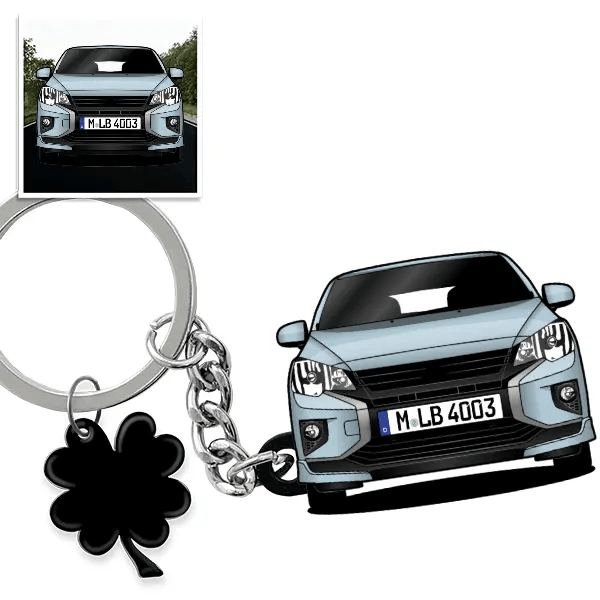 Space Star Schlüsselanhänger in Form deines Autos u. Kennzeichen