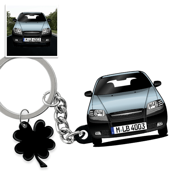 Kalos (5-Türer) Schlüsselanhänger in Form deines Autos u. Kennzeichen
