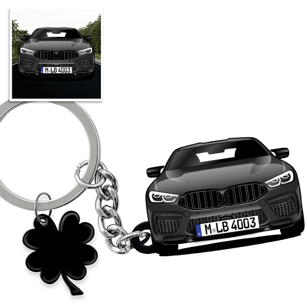 M8 Gran Coupe Schlüsselanhänger in Form deines Autos u. Kennzeichen