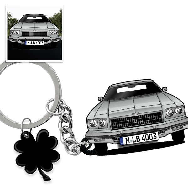 Impala Coupe Schlüsselanhänger in Form deines Autos u. Kennzeichen