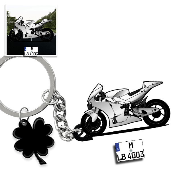 GSX-RR Schlüsselanhänger in Form deines Autos u. Kennzeichen