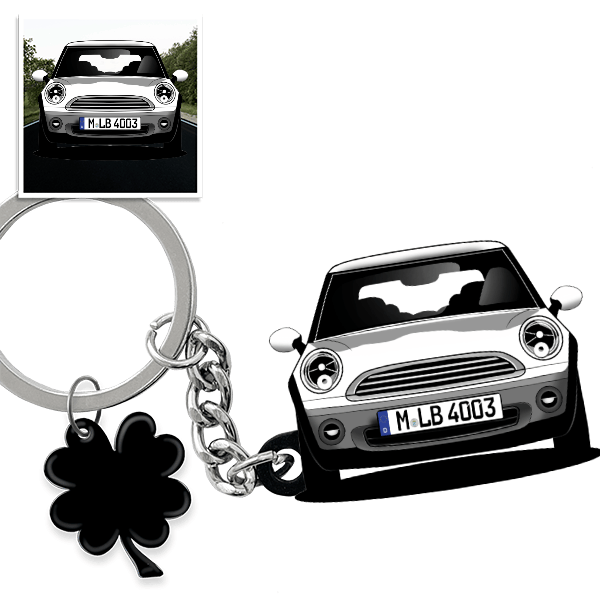 Cooper S Schlüsselanhänger in Form deines Autos u. Kennzeichen
