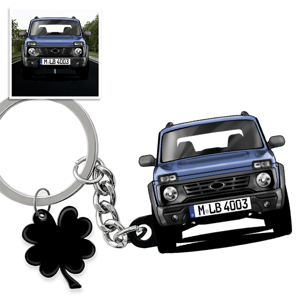Taiga Schlüsselanhänger in Form deines Autos u. Kennzeichen