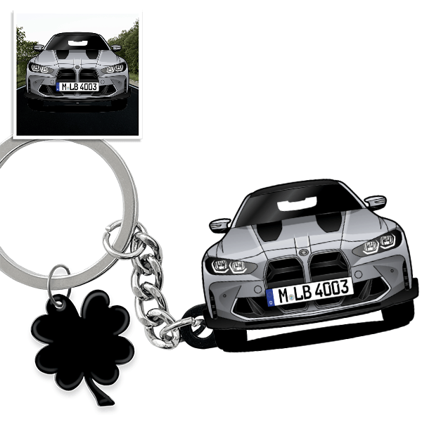 M4 CSL Schlüsselanhänger in Form deines Autos u. Kennzeichen