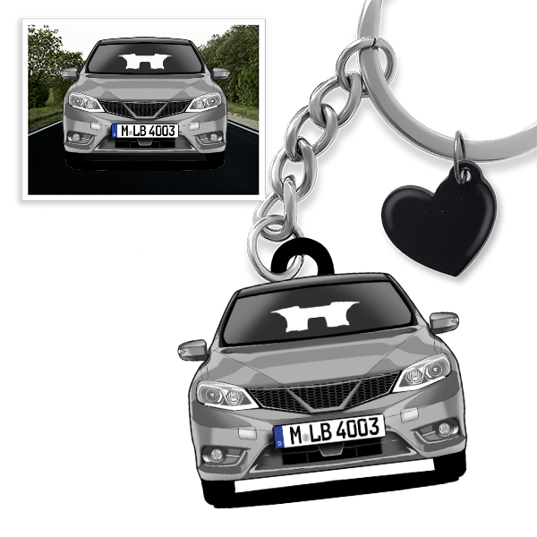Pulsar Schlüsselanhänger in Form deines Autos u. Kennzeichen