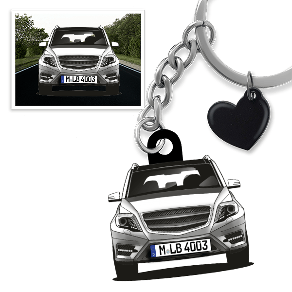 GLK Schlüsselanhänger in Form deines Autos u. Kennzeichen