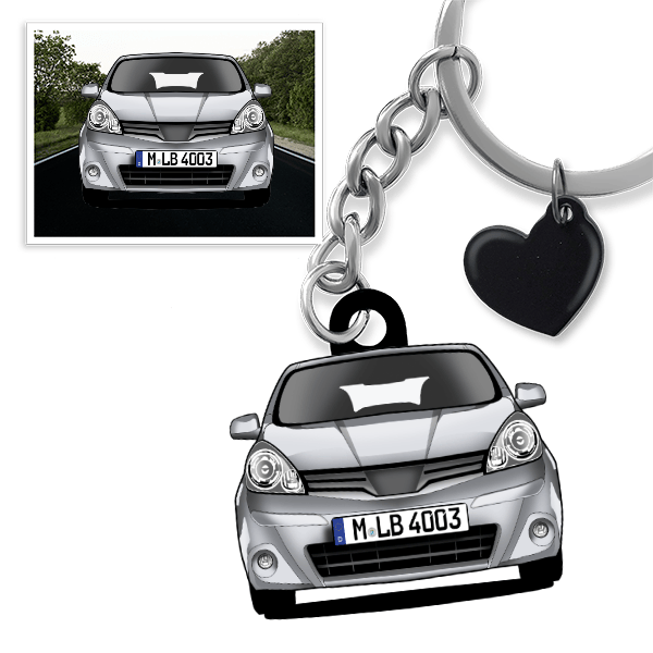 Note Schlüsselanhänger in Form deines Autos u. Kennzeichen