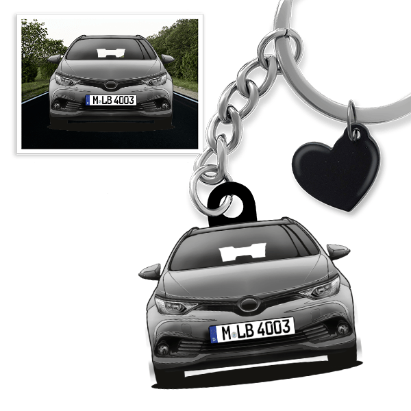 Auris Schlüsselanhänger in Form deines Autos u. Kennzeichen