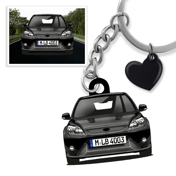 Focus RS Schlüsselanhänger in Form deines Autos u. Kennzeichen