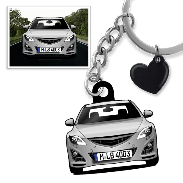 6 Schlüsselanhänger in Form deines Autos u. Kennzeichen