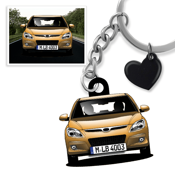 i30 Schlüsselanhänger in Form deines Autos u. Kennzeichen