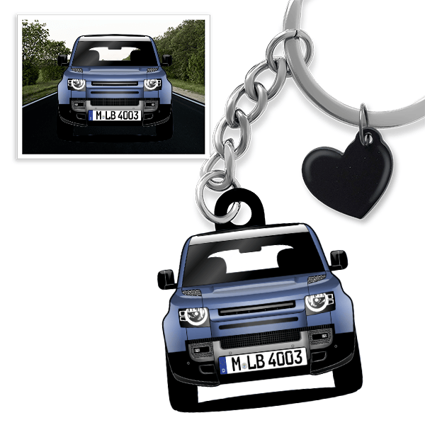 Defender 110 Schlüsselanhänger in Form deines Autos u. Kennzeichen