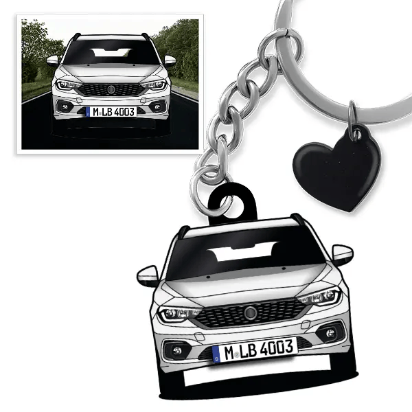 Tipo Kombi Schlüsselanhänger in Form deines Autos u. Kennzeichen