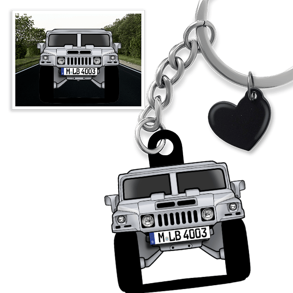 H1 Schlüsselanhänger in Form deines Autos u. Kennzeichen