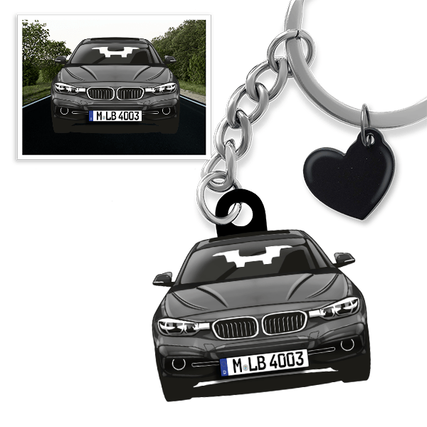 4er Reihe Coupe Schlüsselanhänger in Form deines Autos u. Kennzeichen