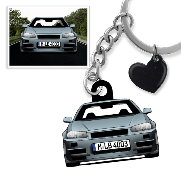 Skyline GT-R Schlüsselanhänger in Form deines Autos u. Kennzeichen