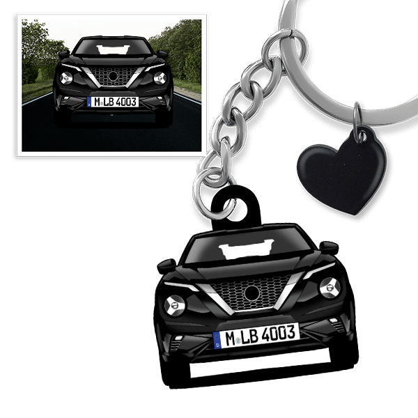 Juke Schlüsselanhänger in Form deines Autos u. Kennzeichen
