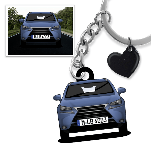 NX Schlüsselanhänger in Form deines Autos u. Kennzeichen