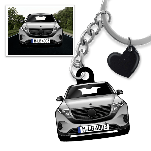 EQC Schlüsselanhänger in Form deines Autos u. Kennzeichen