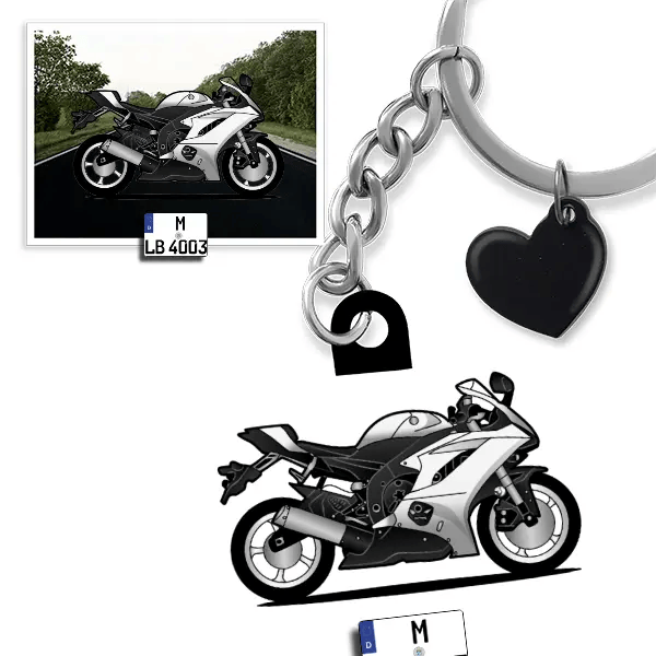 YZF-R6 Schlüsselanhänger in Form deines Autos u. Kennzeichen