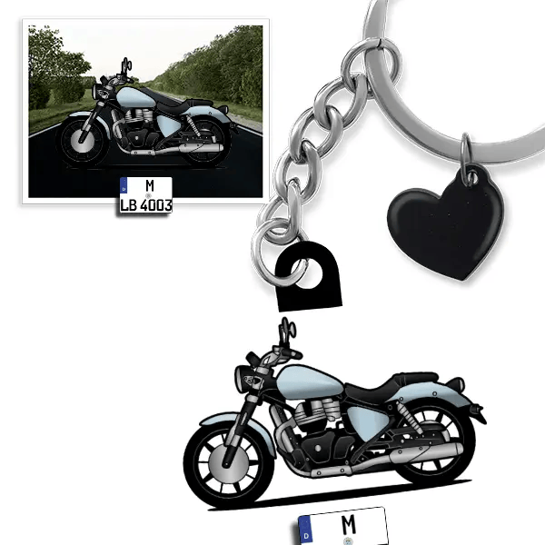 Super Meteor 650 Schlüsselanhänger in Form deines Autos u. Kennzeichen