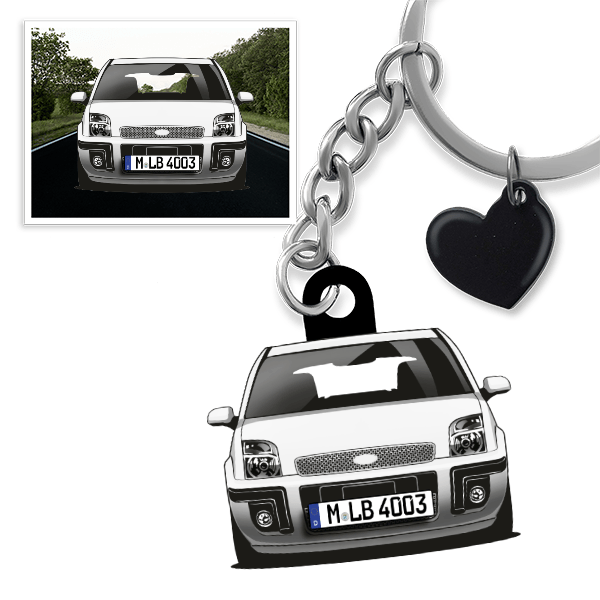 Fusion Schlüsselanhänger in Form deines Autos u. Kennzeichen