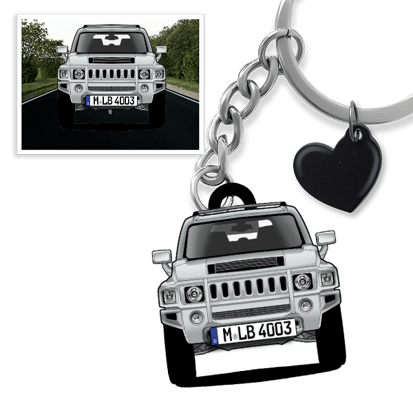 H3 Schlüsselanhänger in Form deines Autos u. Kennzeichen