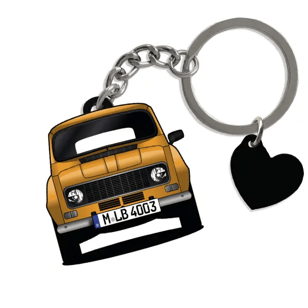 R4 Schlüsselanhänger in Form deines Autos u. Kennzeichen
