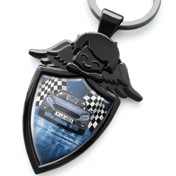 124 Spider Abarth Schlüsselanhänger Schutzengel mit Auto !