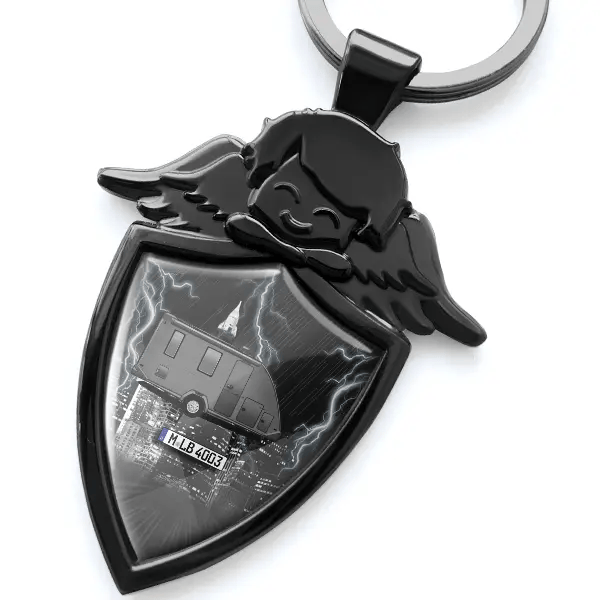 Wohnwagen Schlüsselanhänger Schutzengel mit Campinganhänger !