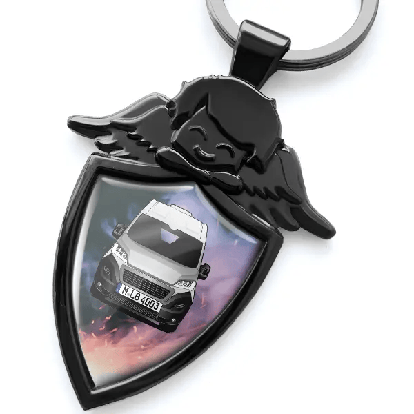 599 Schlüsselanhänger Schutzengel mit Wohnwagen !