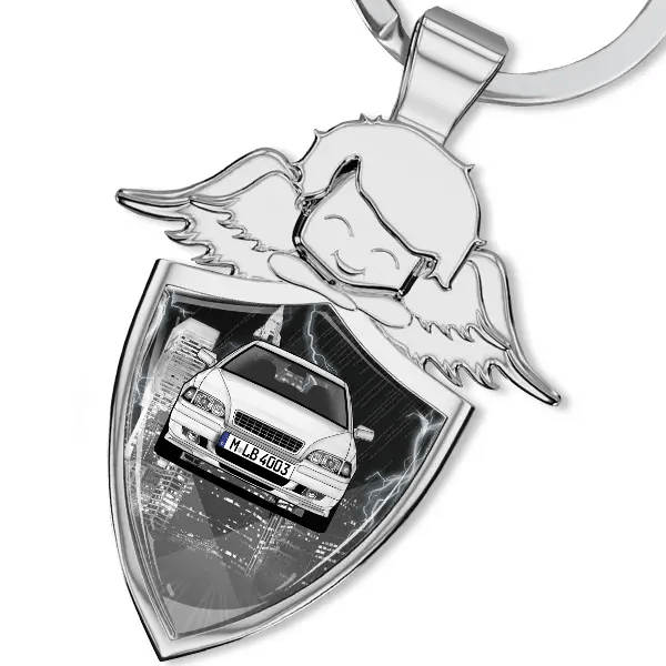 S40 Schlüsselanhänger Schutzengel mit Auto !