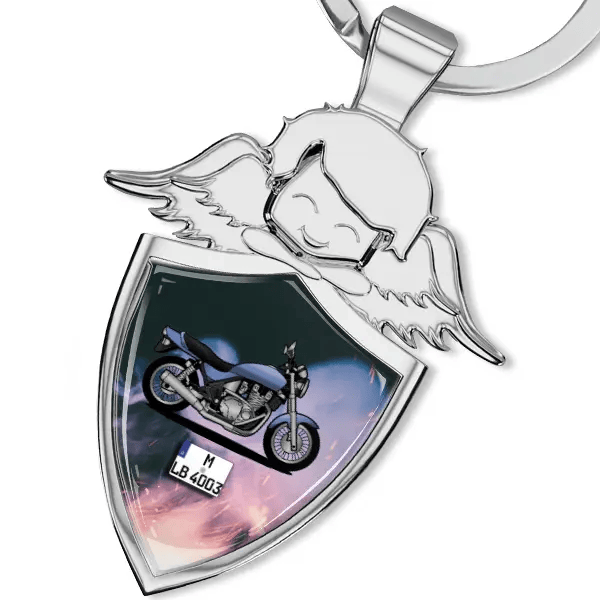 Zephyr Schlüsselanhänger Schutzengel mit Motorrad !