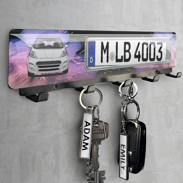 107 (3-Türer) Schlüsselbrett personalisiert mit deinem Auto u. Kennzeichen!
