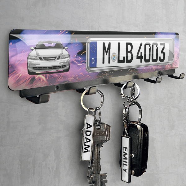 9-3 Schlüsselbrett personalisiert mit deinem Auto u. Kennzeichen!