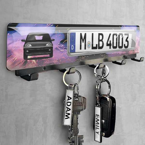 Up (5-Türer) Schlüsselbrett personalisiert mit deinem Auto u. Kennzeichen!