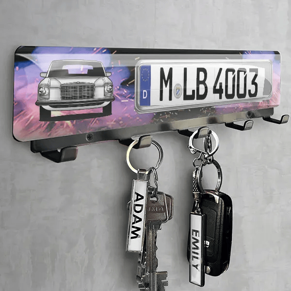 W 114 Limousine Schlüsselbrett personalisiert mit deinem Auto u. Kennzeichen!
