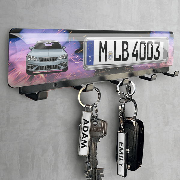 Leon SC Schlüsselbrett personalisiert mit deinem Auto u. Kennzeichen!