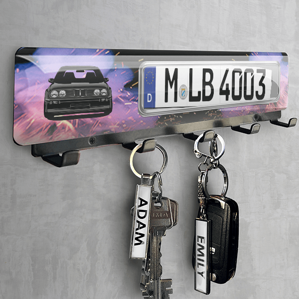 M3 E30 Schlüsselbrett personalisiert mit deinem Auto u. Kennzeichen!