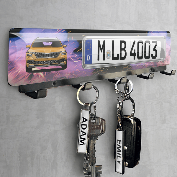 Kamiq Schlüsselbrett personalisiert mit deinem Auto u. Kennzeichen!