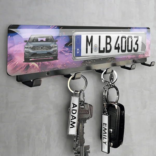 T-Roc Schlüsselbrett personalisiert mit deinem Auto u. Kennzeichen!