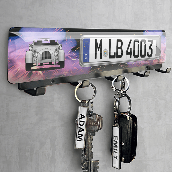 Plus 4 Schlüsselbrett personalisiert mit deinem Auto u. Kennzeichen!