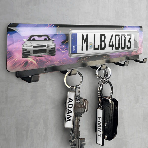 Skyline GT-R Schlüsselbrett personalisiert mit deinem Auto u. Kennzeichen!
