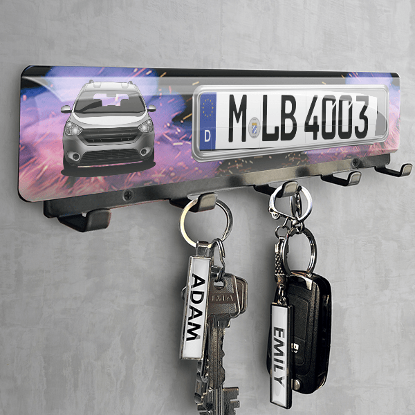 Dokker Schlüsselbrett personalisiert mit deinem Auto u. Kennzeichen!