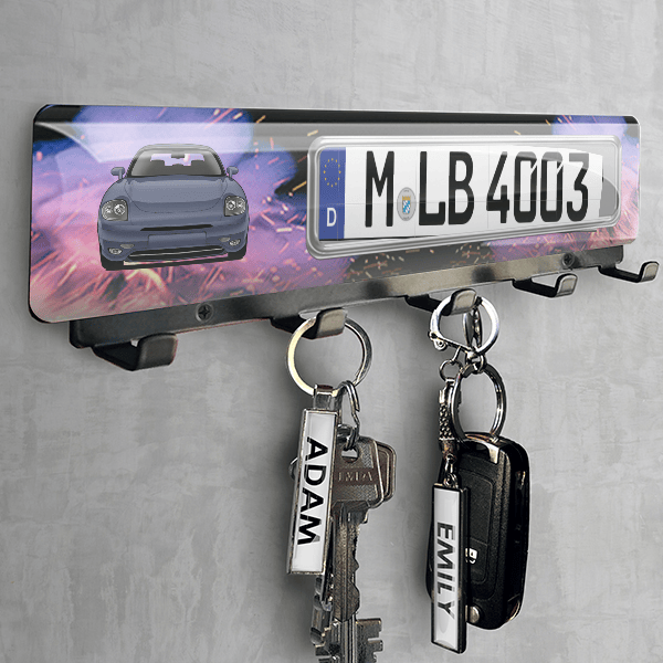Barchetta Schlüsselbrett personalisiert mit deinem Auto u. Kennzeichen!