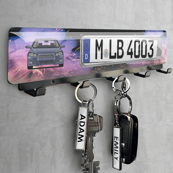 Aveo Schlüsselbrett personalisiert mit deinem Auto u. Kennzeichen!
