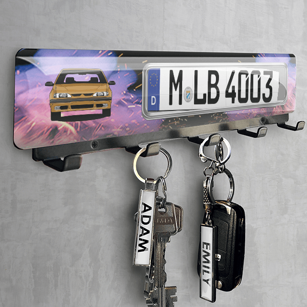19 (5-Türer) Schlüsselbrett personalisiert mit deinem Auto u. Kennzeichen!