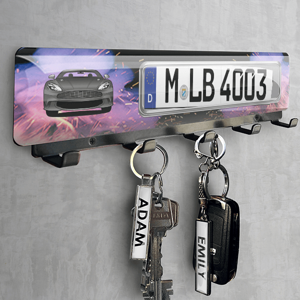 Vanquish Cabriolet Schlüsselbrett personalisiert mit deinem Auto u. Kennzeichen!